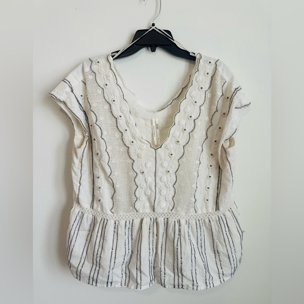 Anthropologie Embroidered Blouse